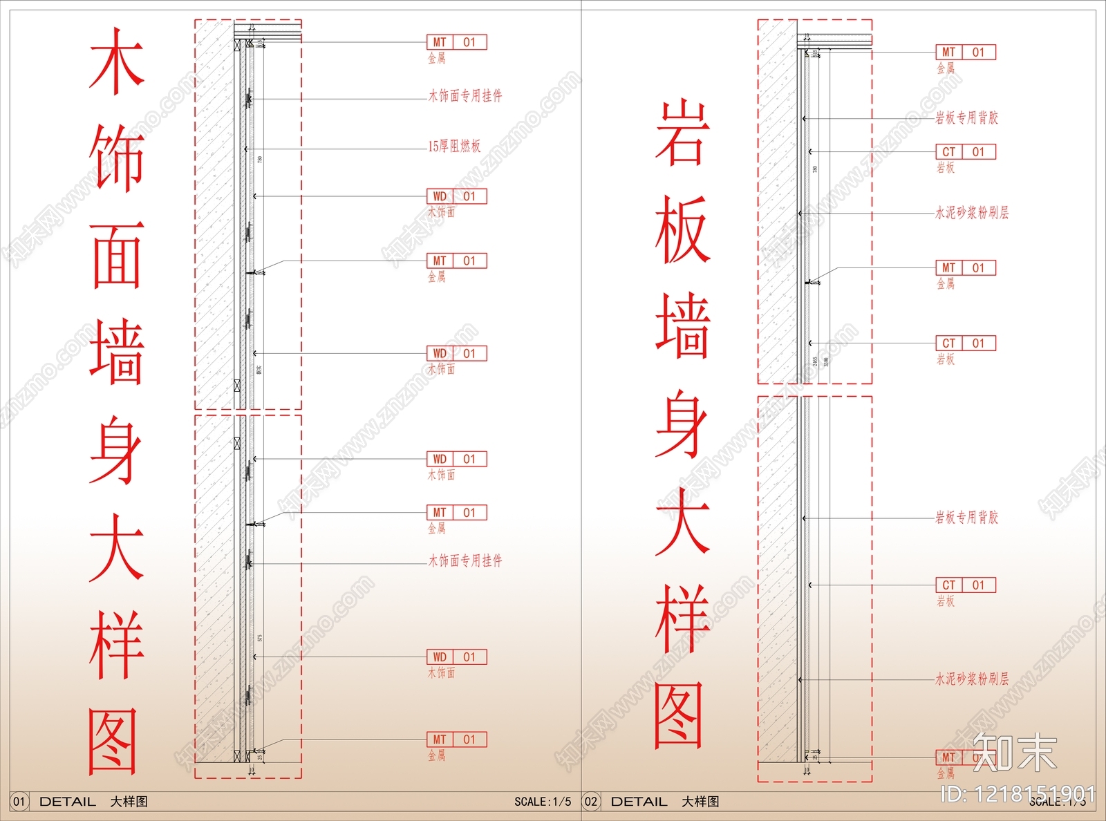 墙面节点cad施工图下载【ID:1218151901】