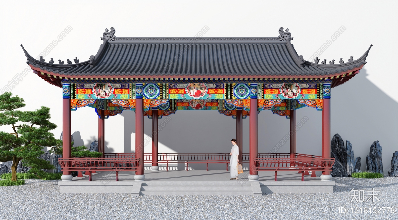 新中式古建3D模型下载【ID:1218152778】