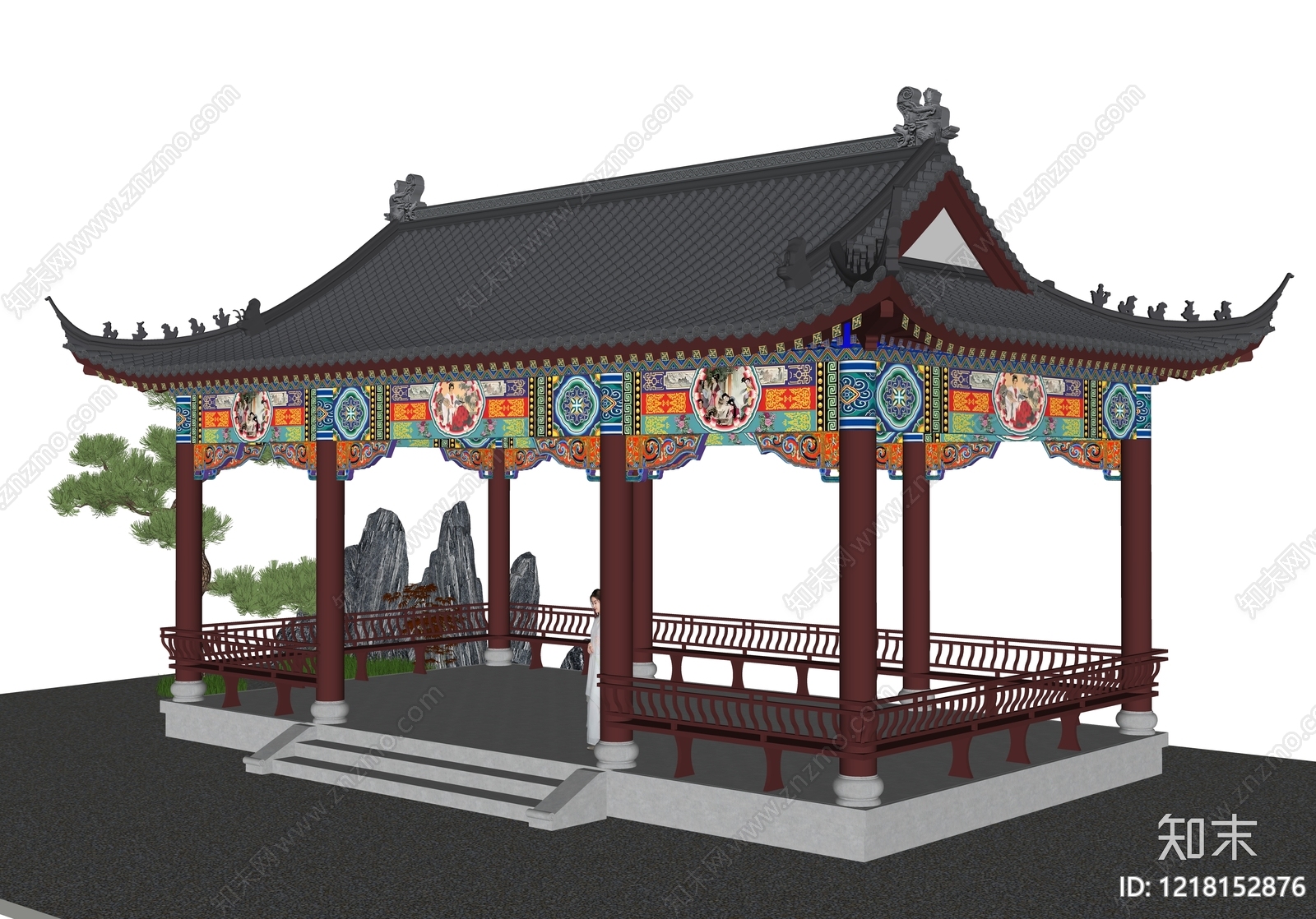 新中式水榭SU模型下载【ID:1218152876】