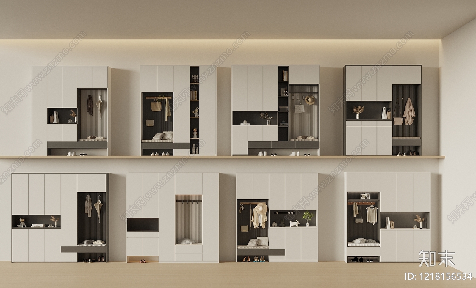现代简约鞋柜3D模型下载【ID:1218156534】