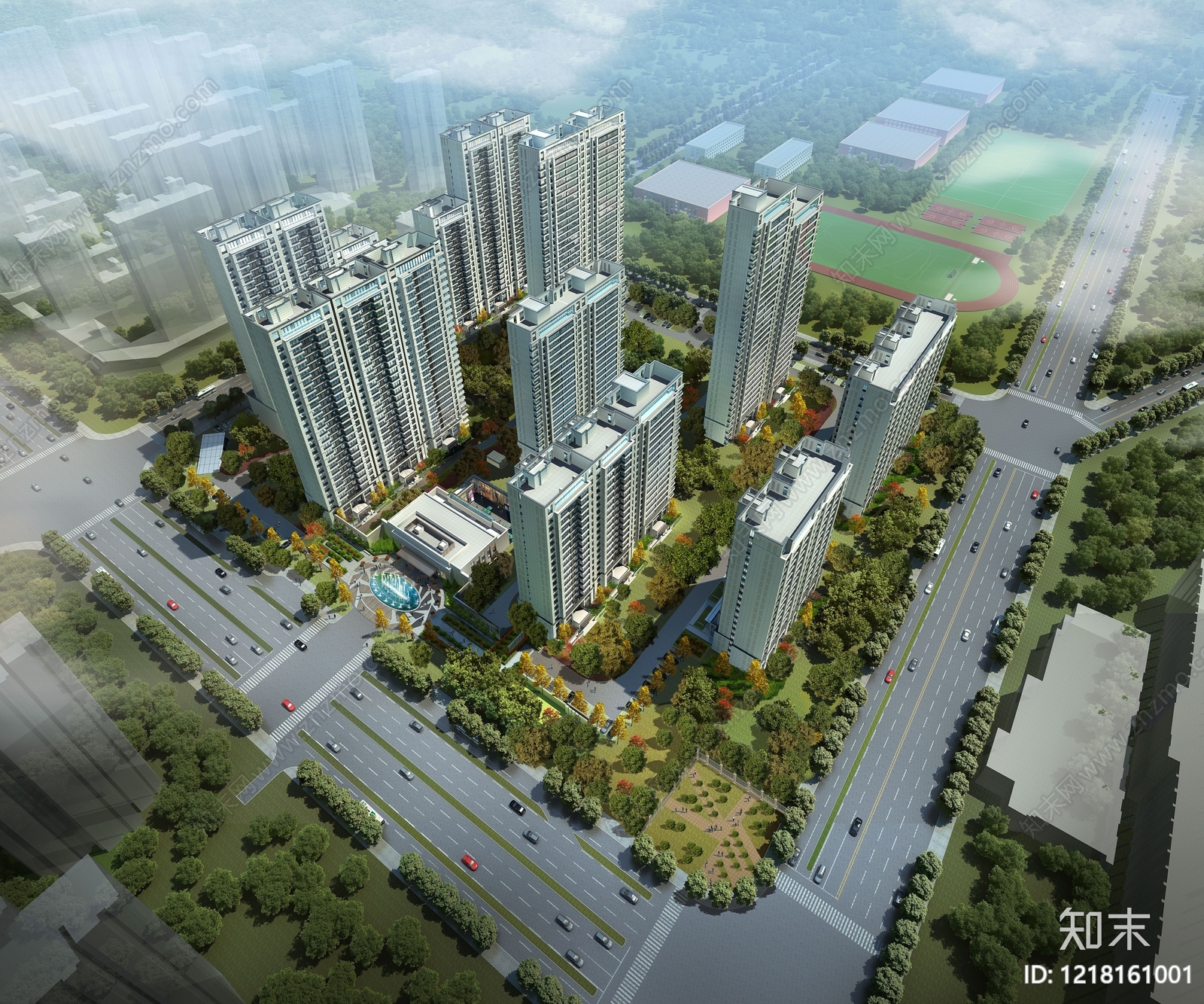 现代主义小高层住宅楼3D模型下载【ID:1218161001】