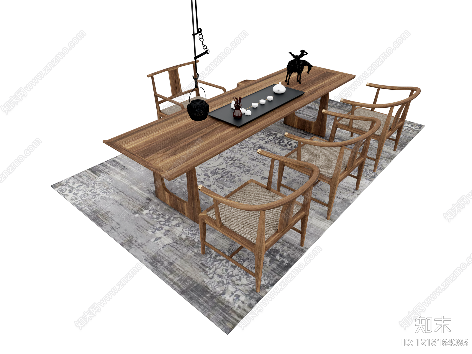 新中式茶桌椅3D模型下载【ID:1218164095】