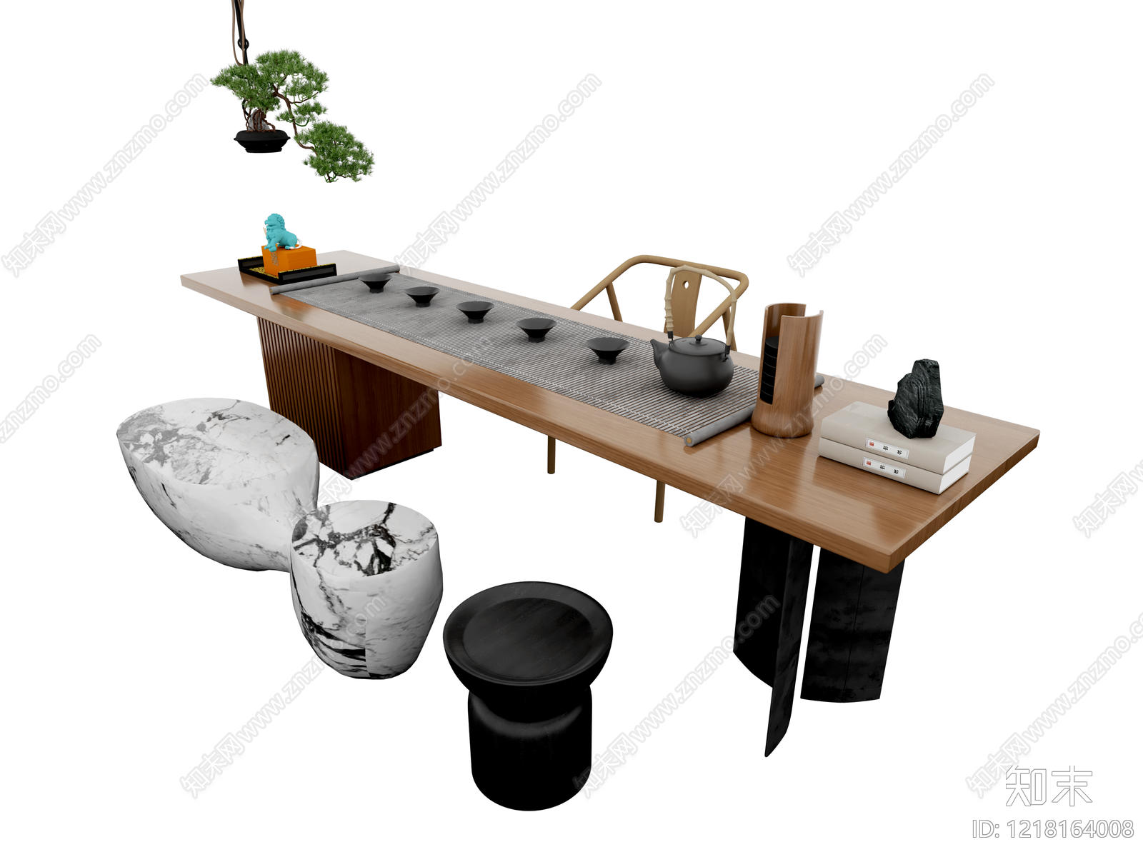 新中式茶桌椅3D模型下载【ID:1218164008】