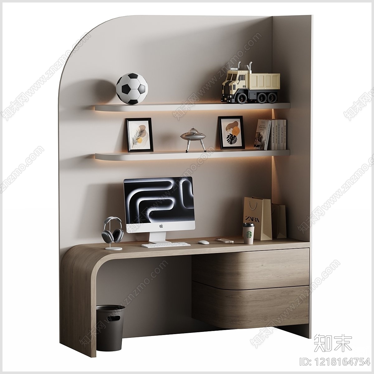 现代简约书桌3D模型下载【ID:1218164754】