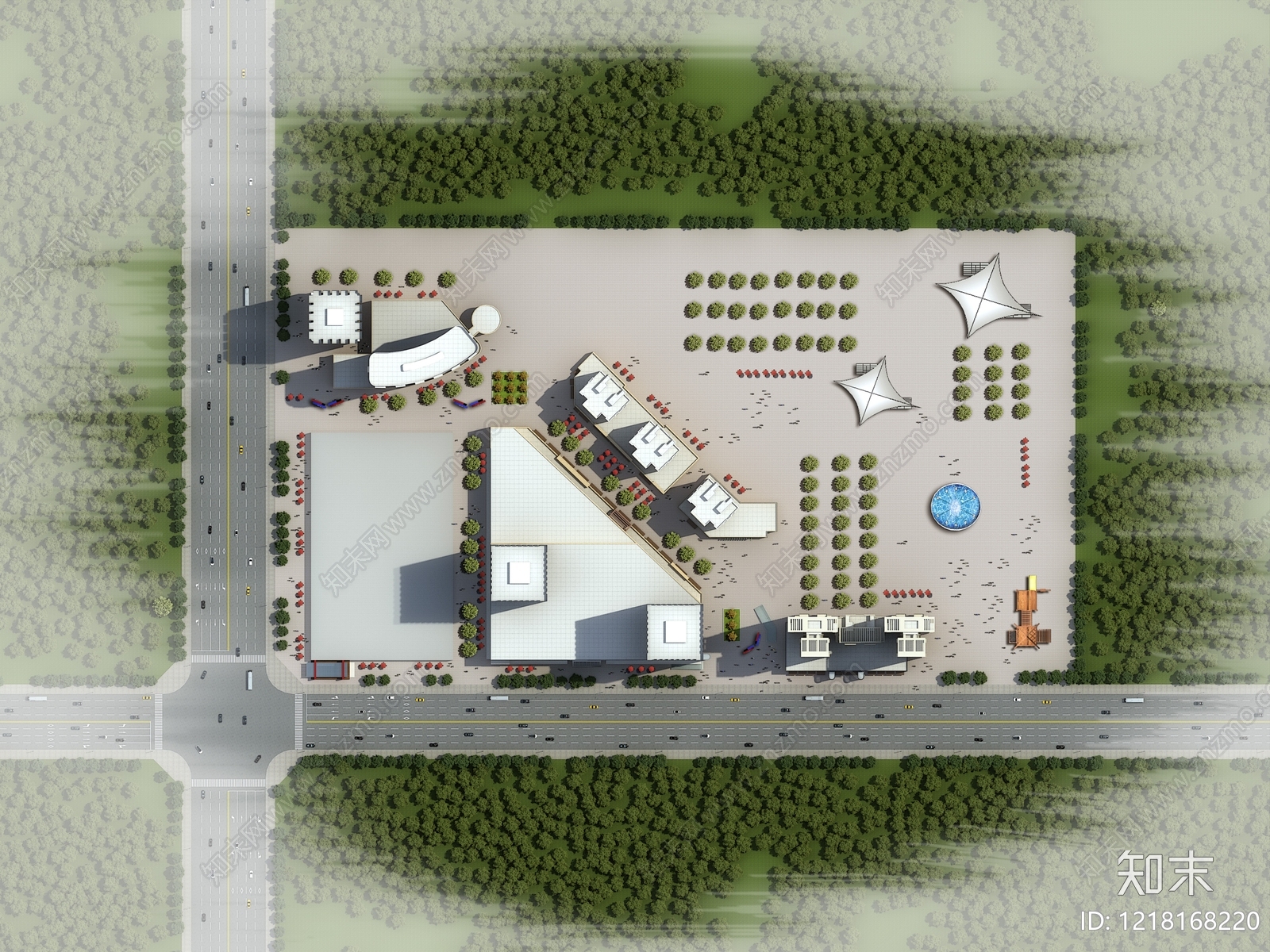现代主义鸟瞰规划3D模型下载【ID:1218168220】