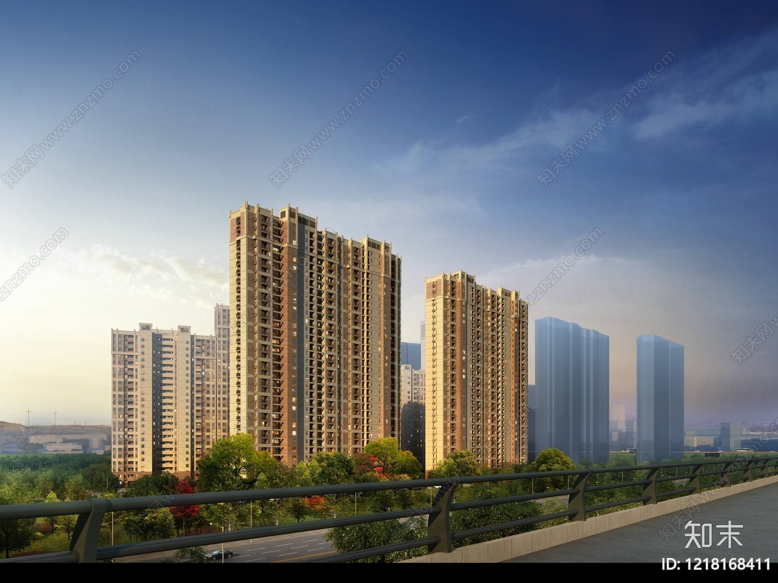 现代主义小高层住宅楼3D模型下载【ID:1218168411】