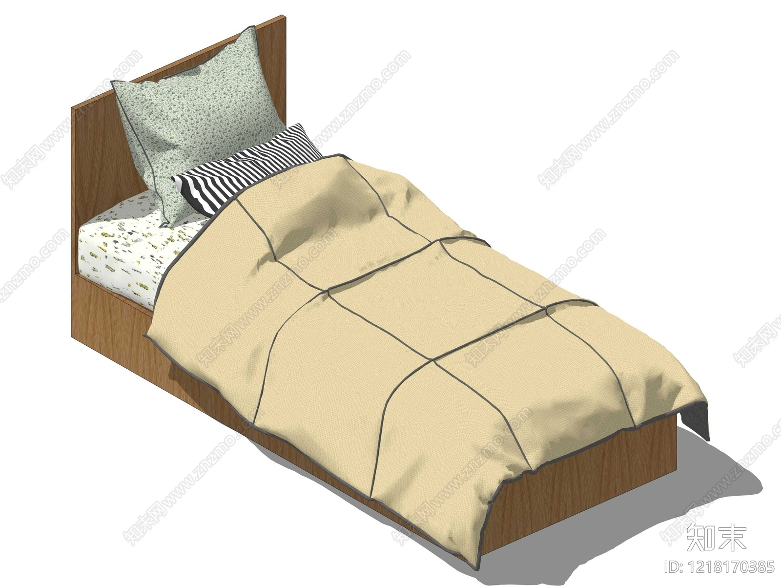 原木风单人床SU模型下载【ID:1218170385】