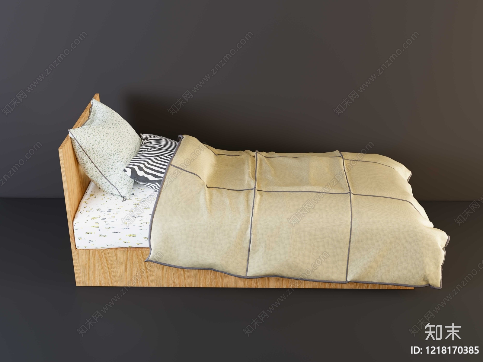 原木风单人床SU模型下载【ID:1218170385】