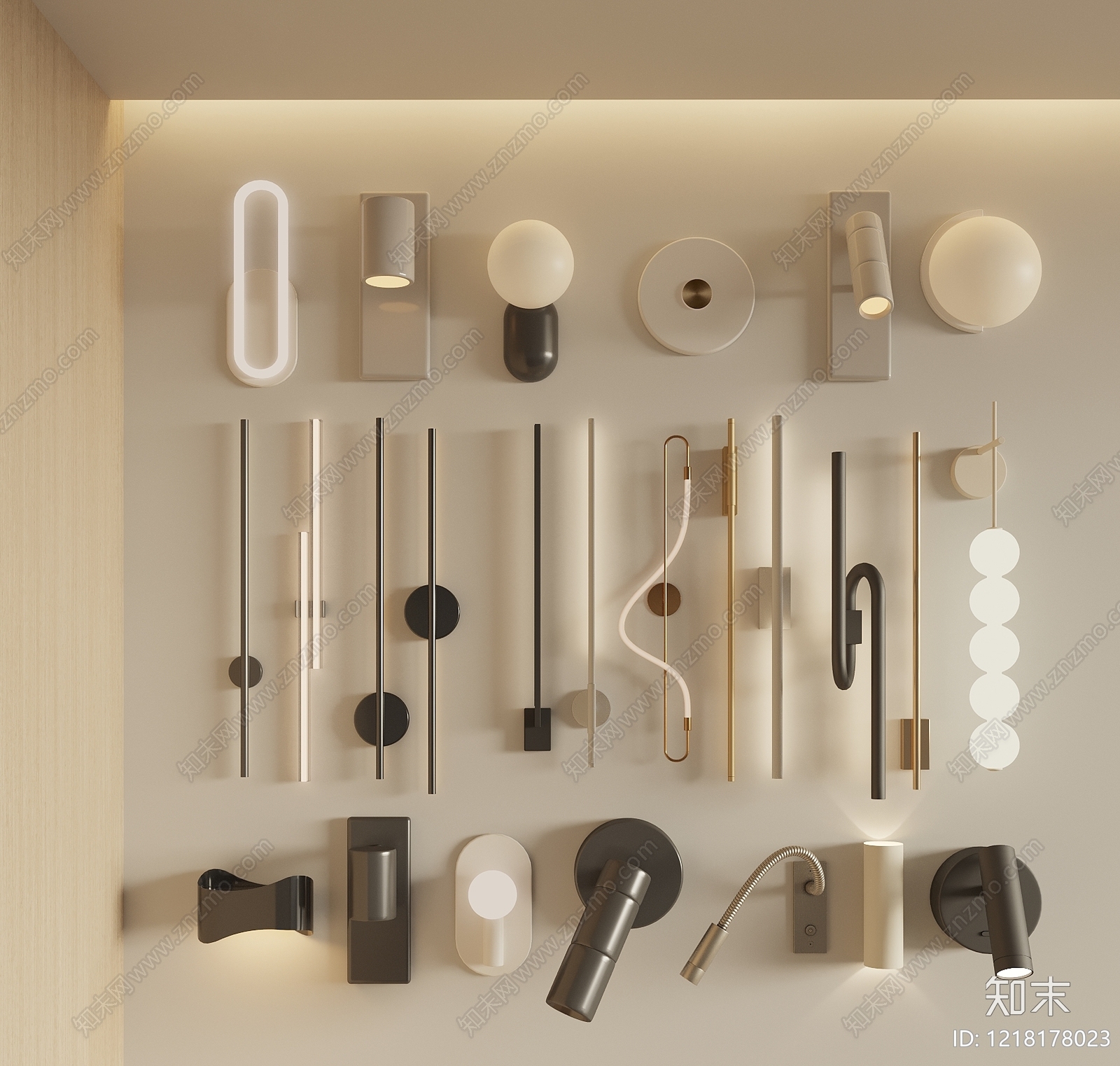 极简壁灯3D模型下载【ID:1218178023】