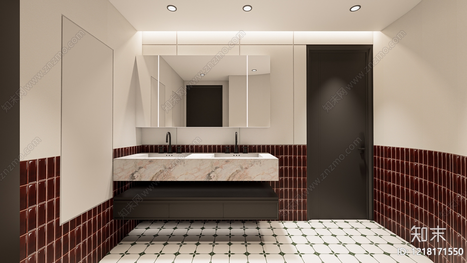 复古卫生间SU模型下载【ID:1218171550】