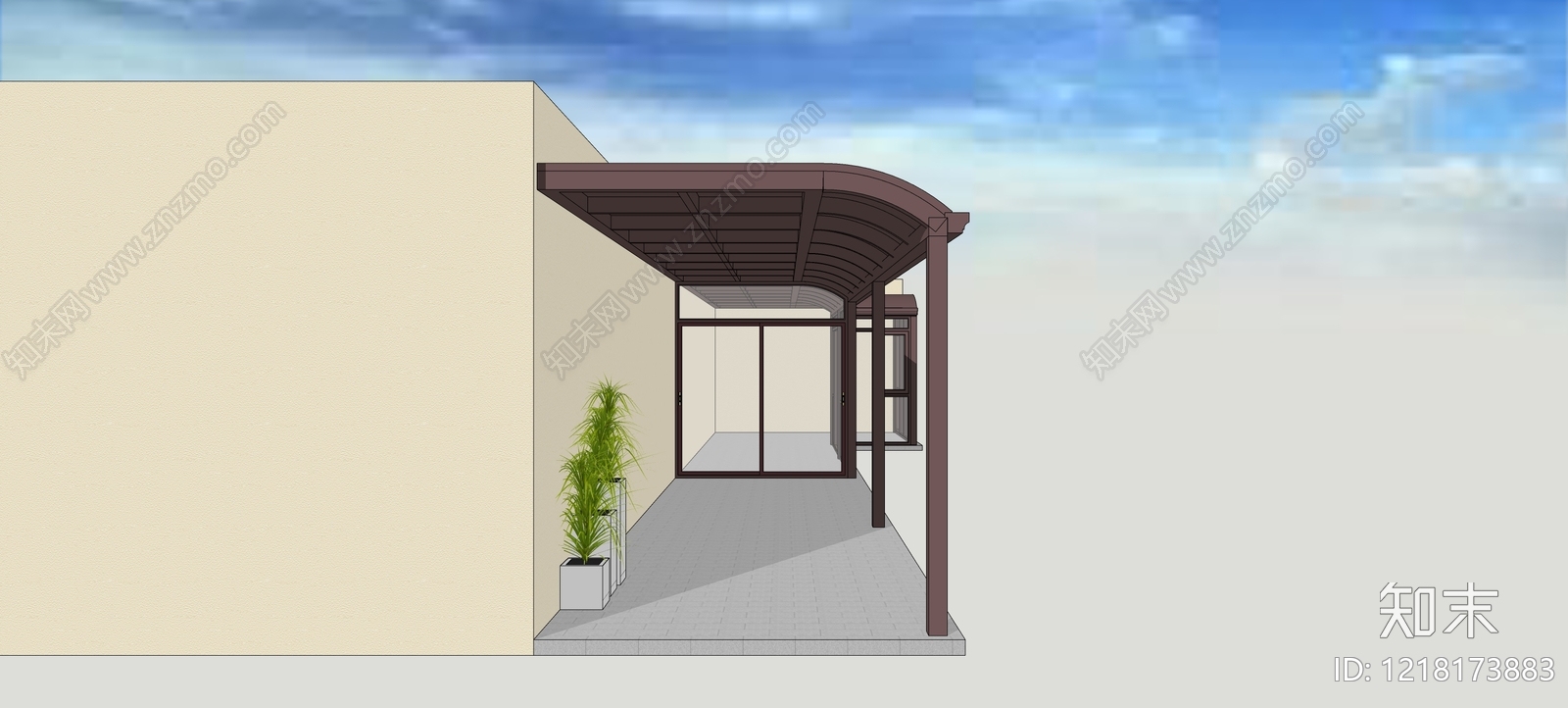 现代简约雨棚SU模型下载【ID:1218173883】