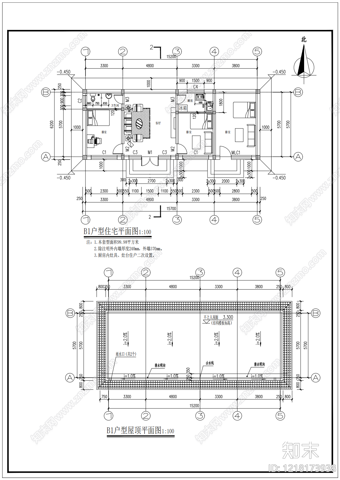 住宅居住建筑cad施工图下载【ID:1218173938】