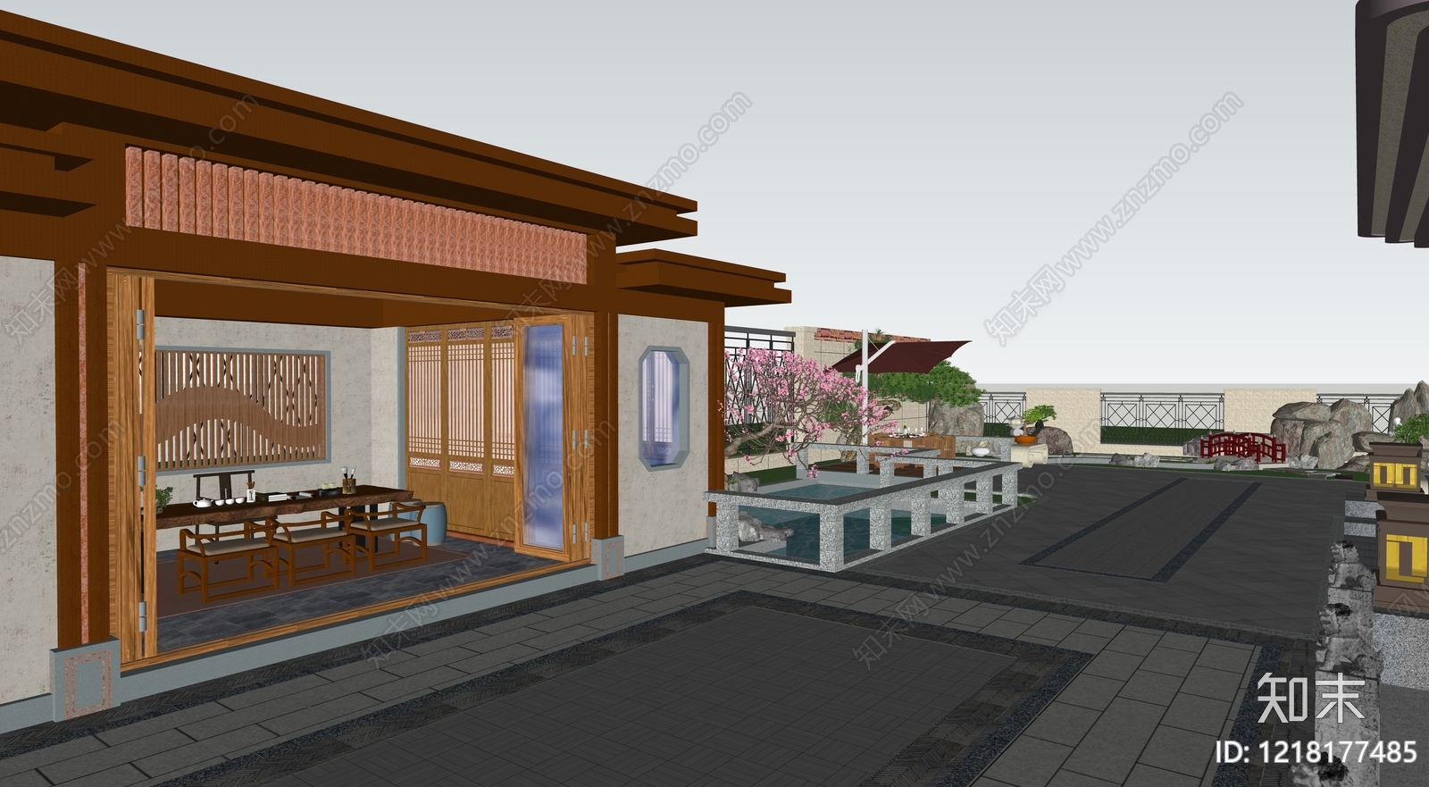 新中式别墅SU模型下载【ID:1218177485】