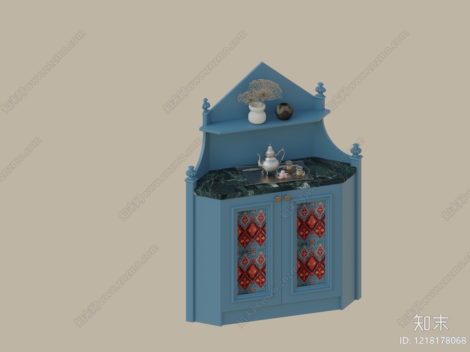 中古风餐边柜3D模型下载【ID:1218178068】