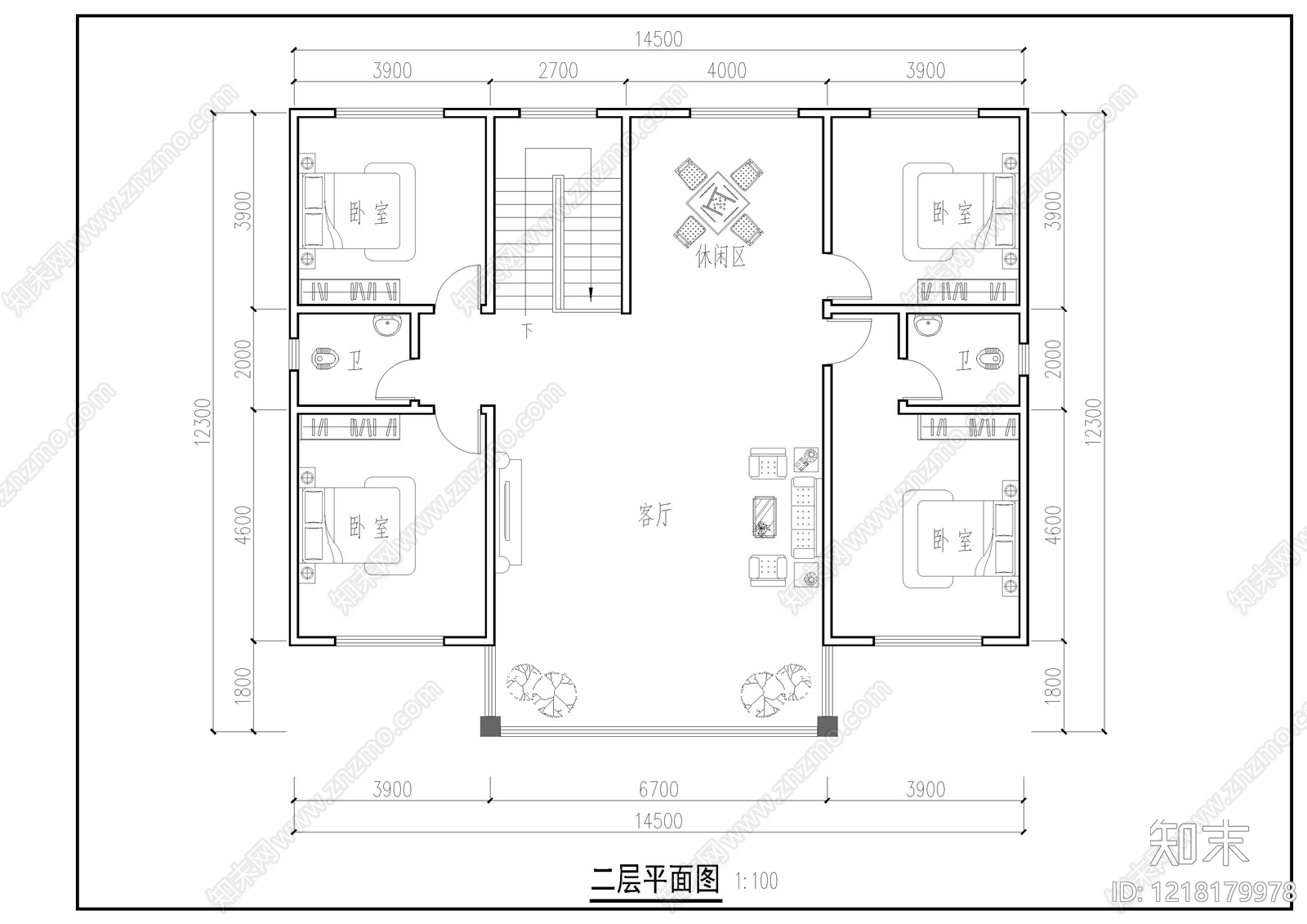 别墅建筑cad施工图下载【ID:1218179978】