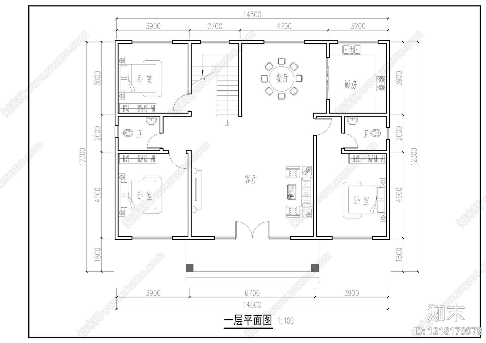 别墅建筑cad施工图下载【ID:1218179978】