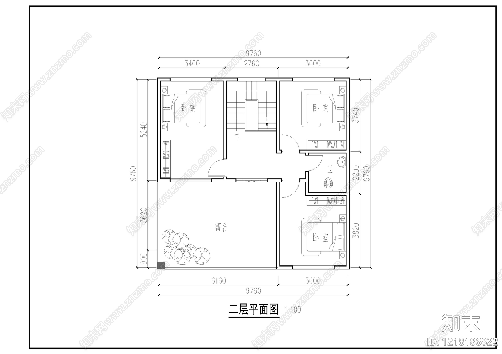 别墅建筑cad施工图下载【ID:1218186822】