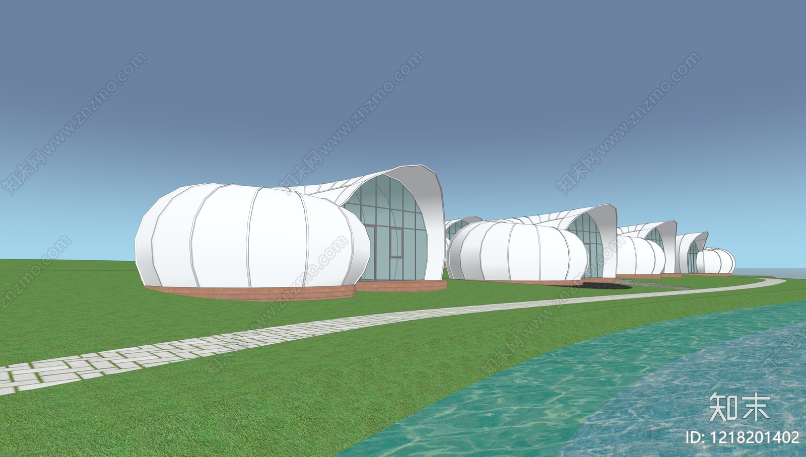 现代主义民宿建筑SU模型下载【ID:1218201402】