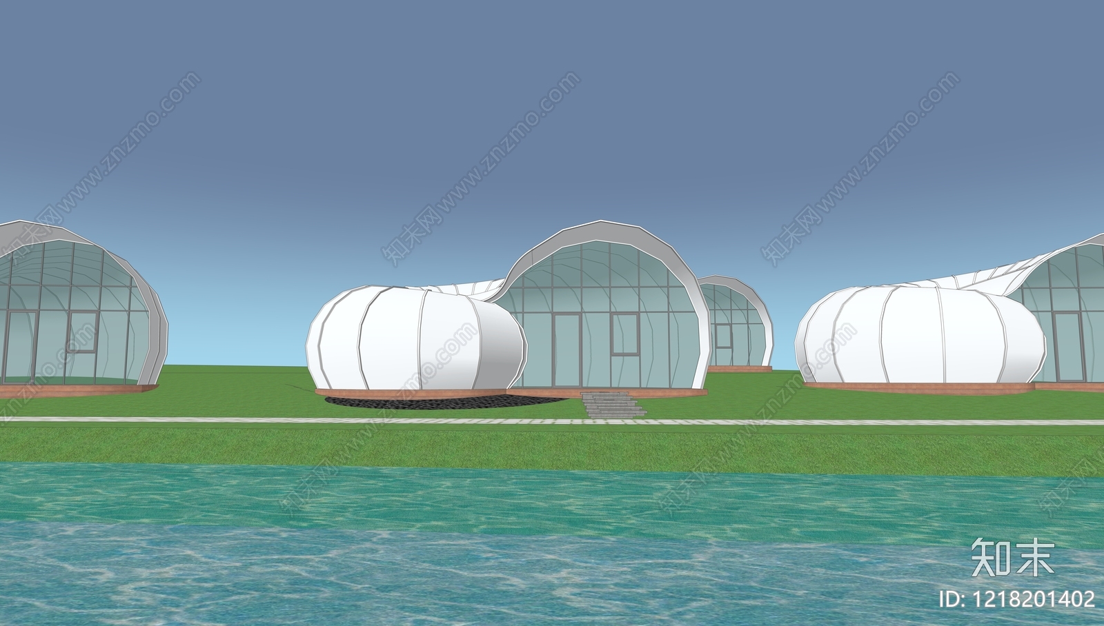现代主义民宿建筑SU模型下载【ID:1218201402】