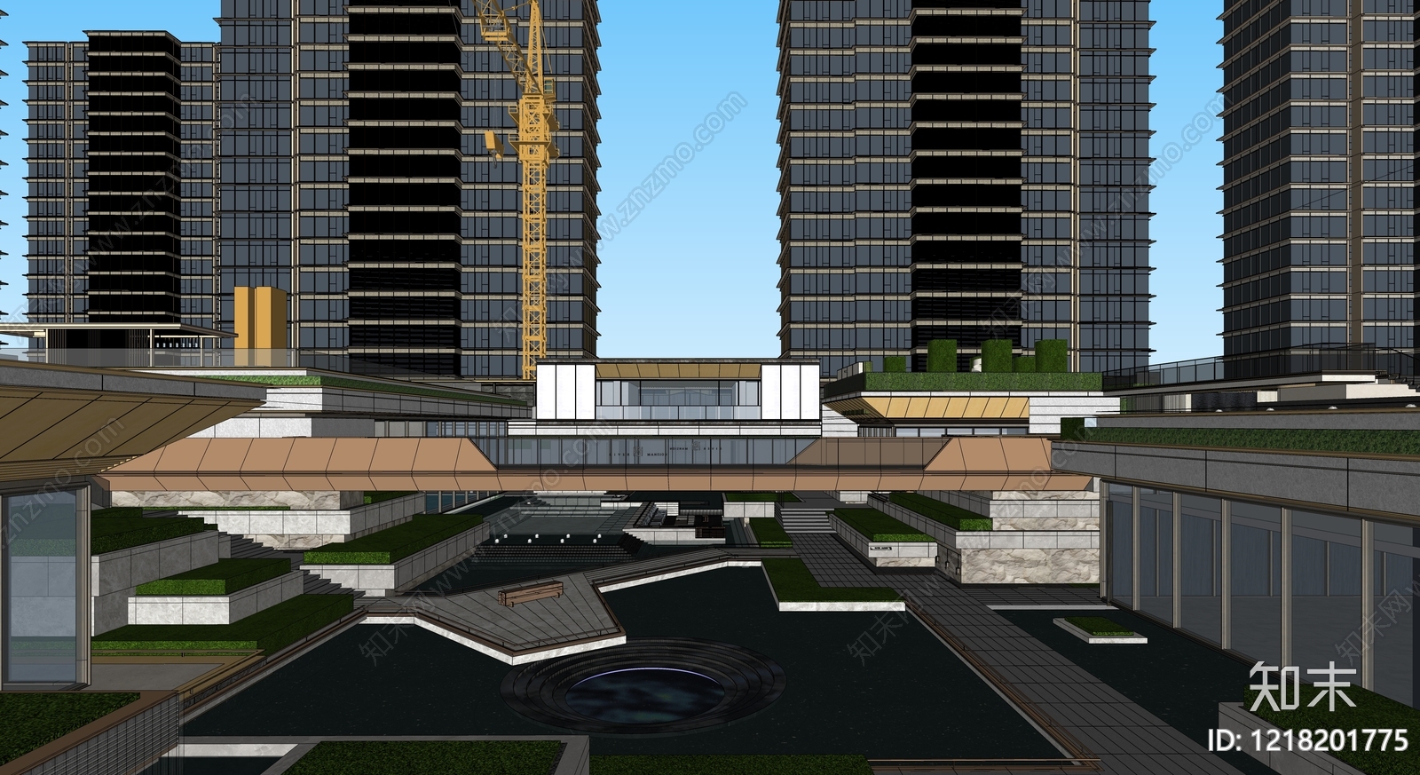 现代主义小区建筑SU模型下载【ID:1218201775】