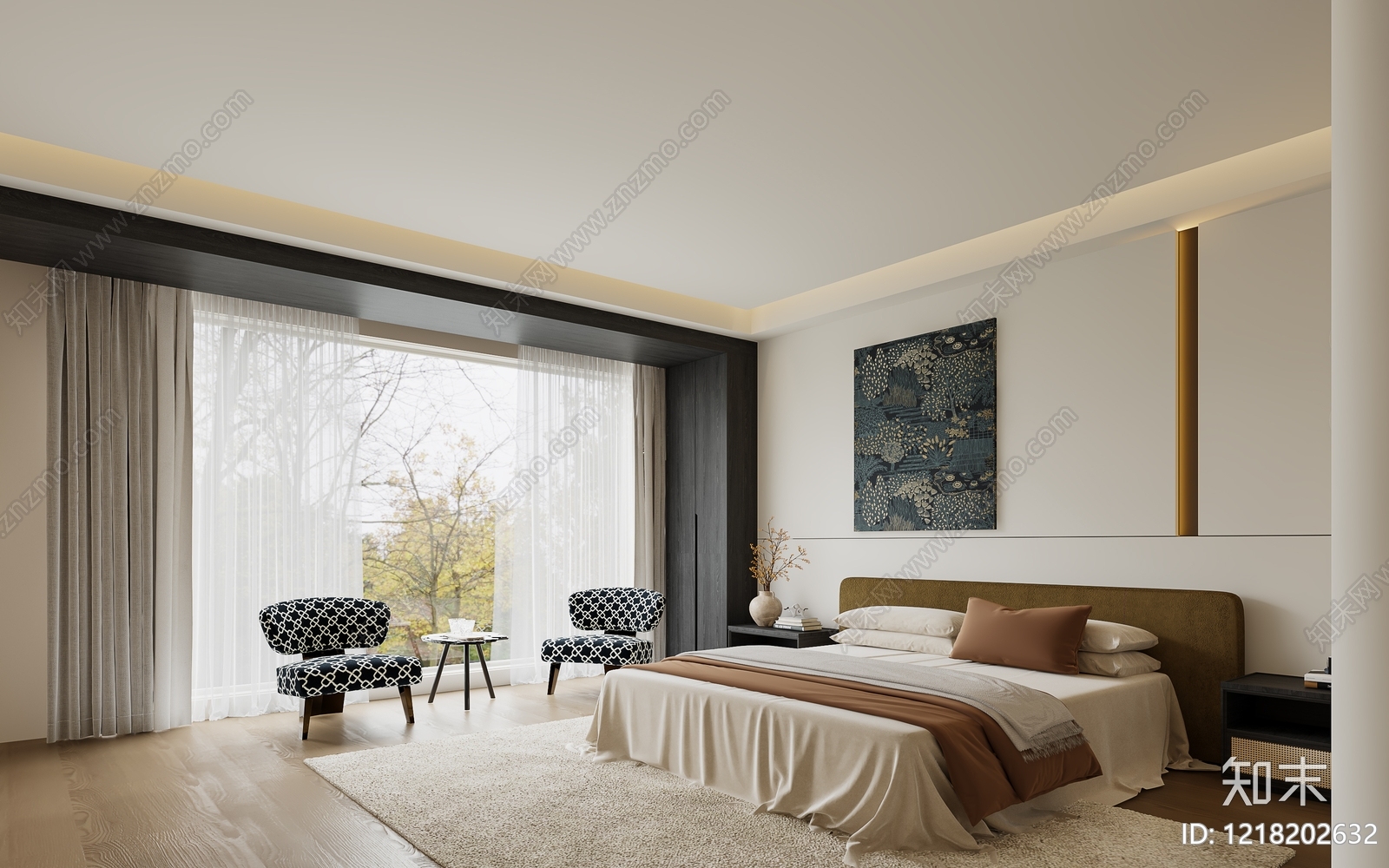 现代简约主卧3D模型下载【ID:1218202632】
