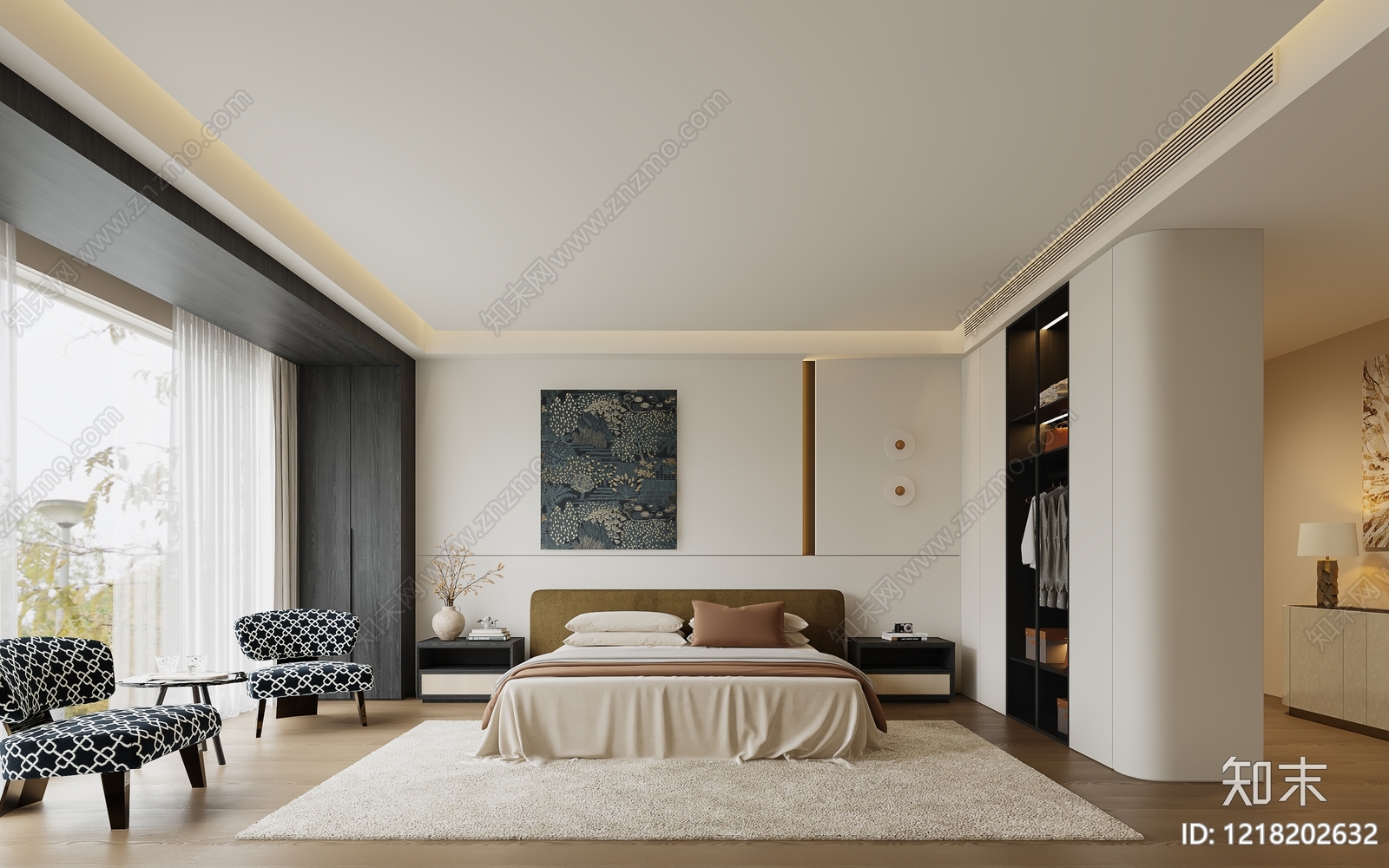 现代简约主卧3D模型下载【ID:1218202632】