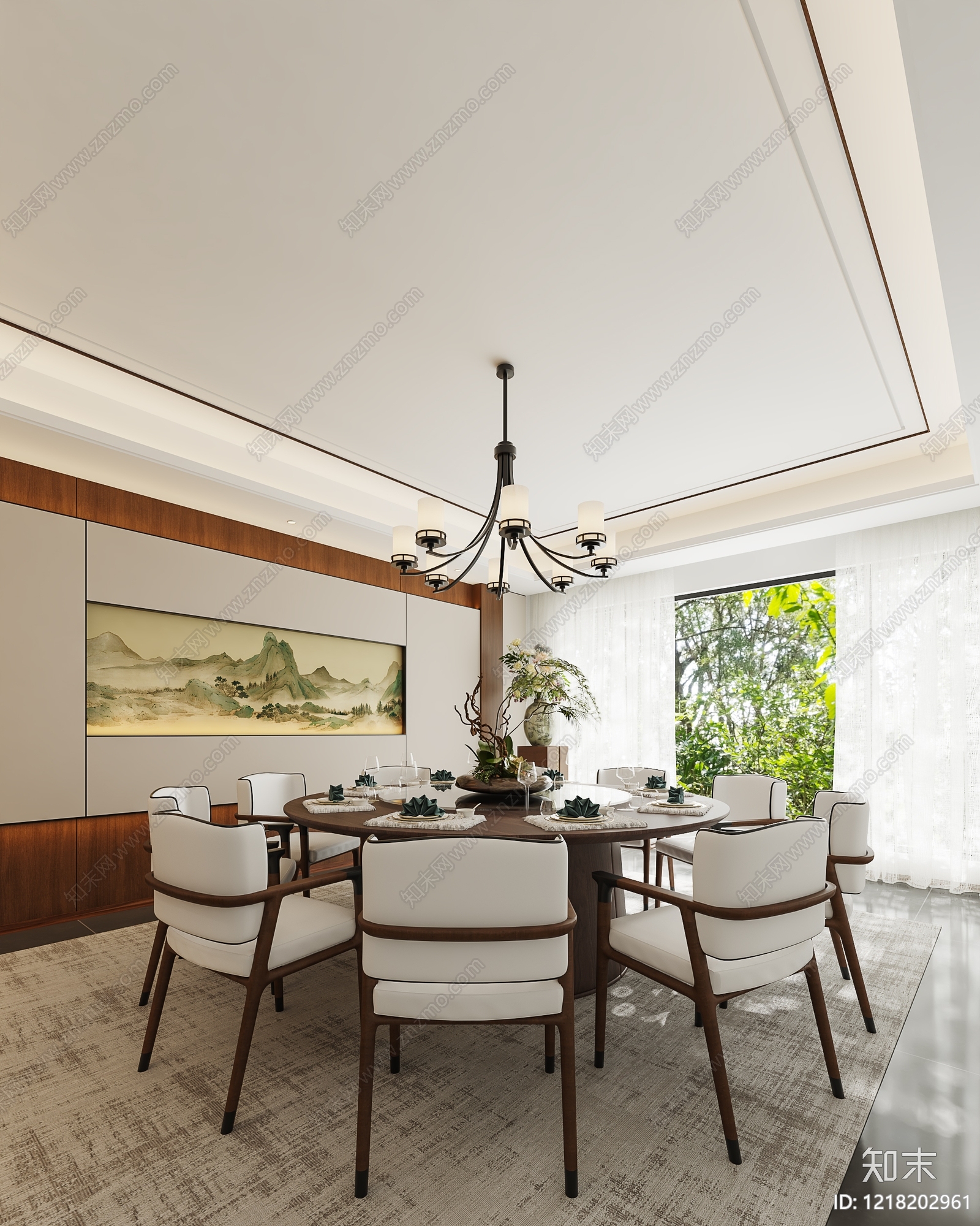 新中式包厢3D模型下载【ID:1218202961】