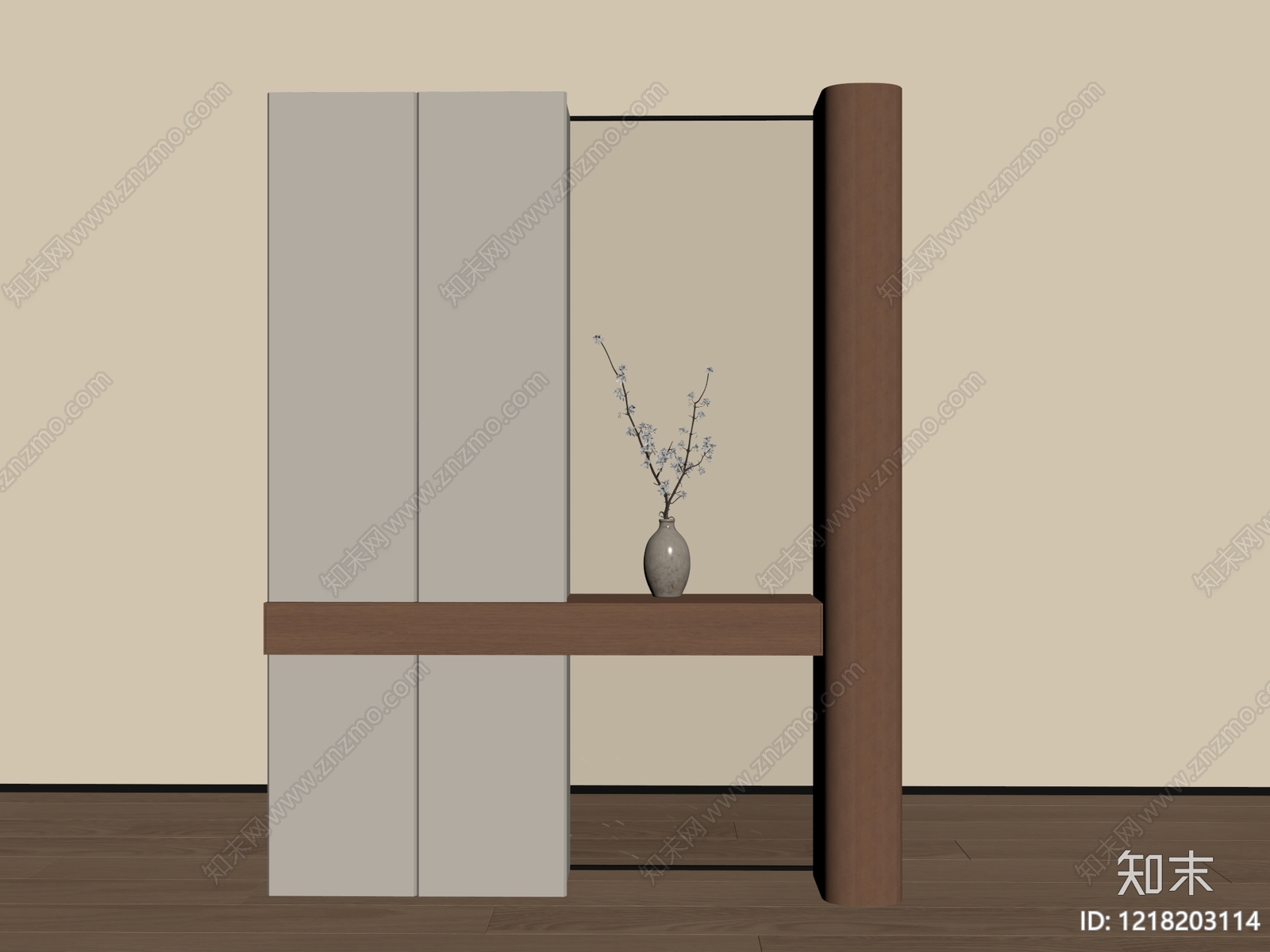 新中式玄关隔断SU模型下载【ID:1218203114】