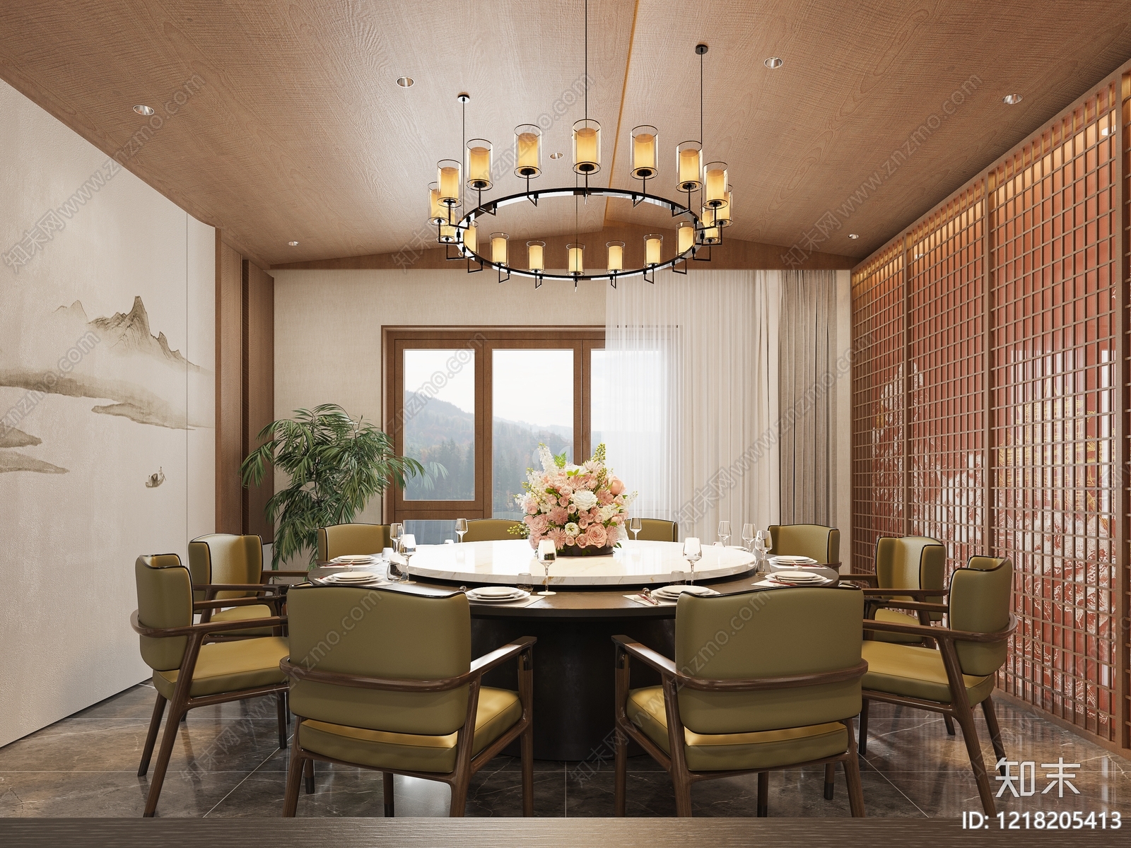 新中式包厢3D模型下载【ID:1218205413】