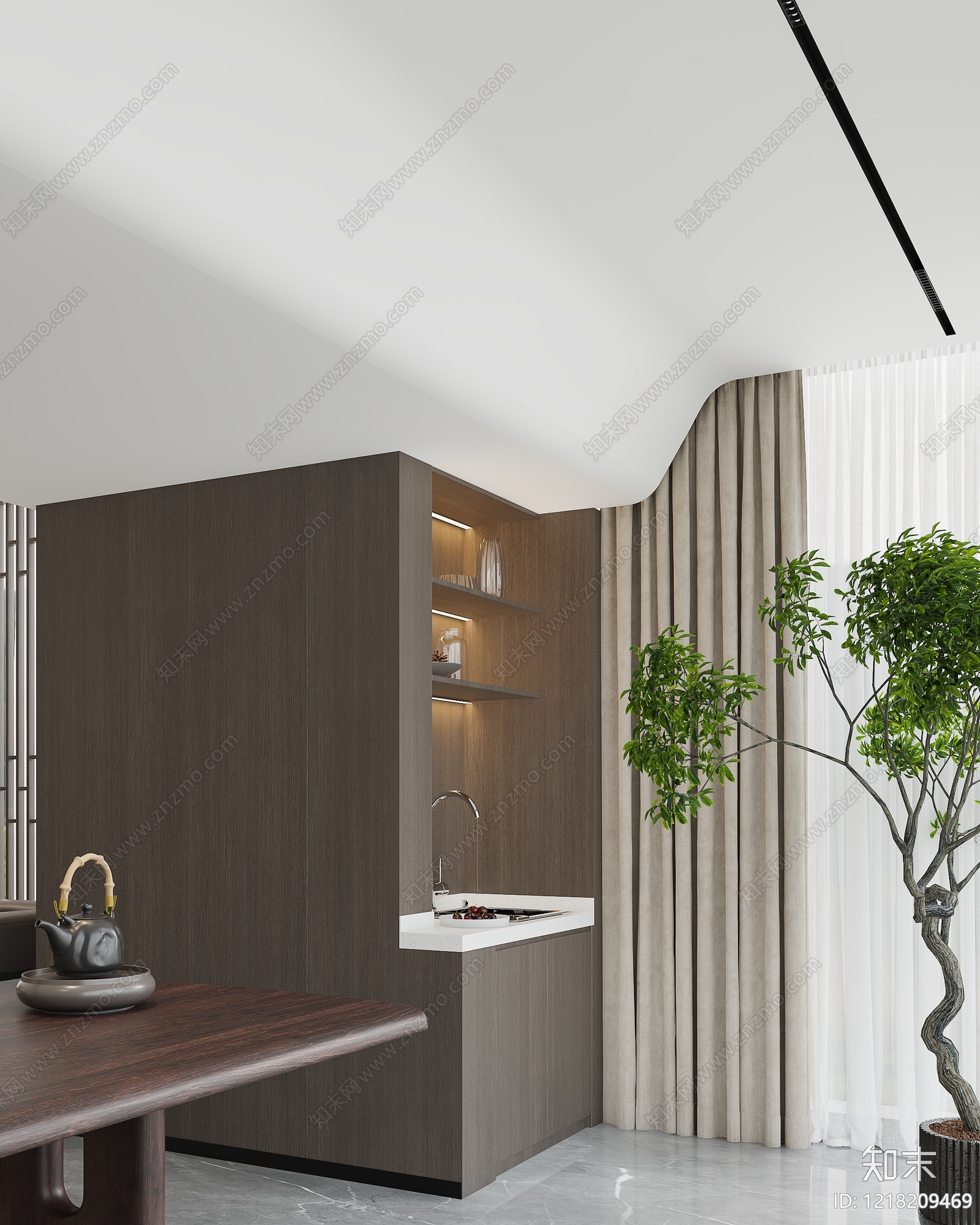 新中式董事长办公室3D模型下载【ID:1218209469】