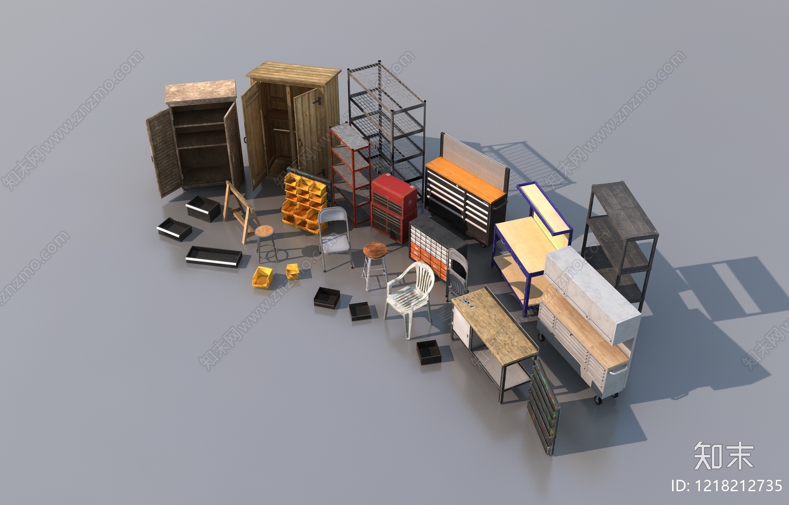 复古工业风工作台3D模型下载【ID:1218212735】