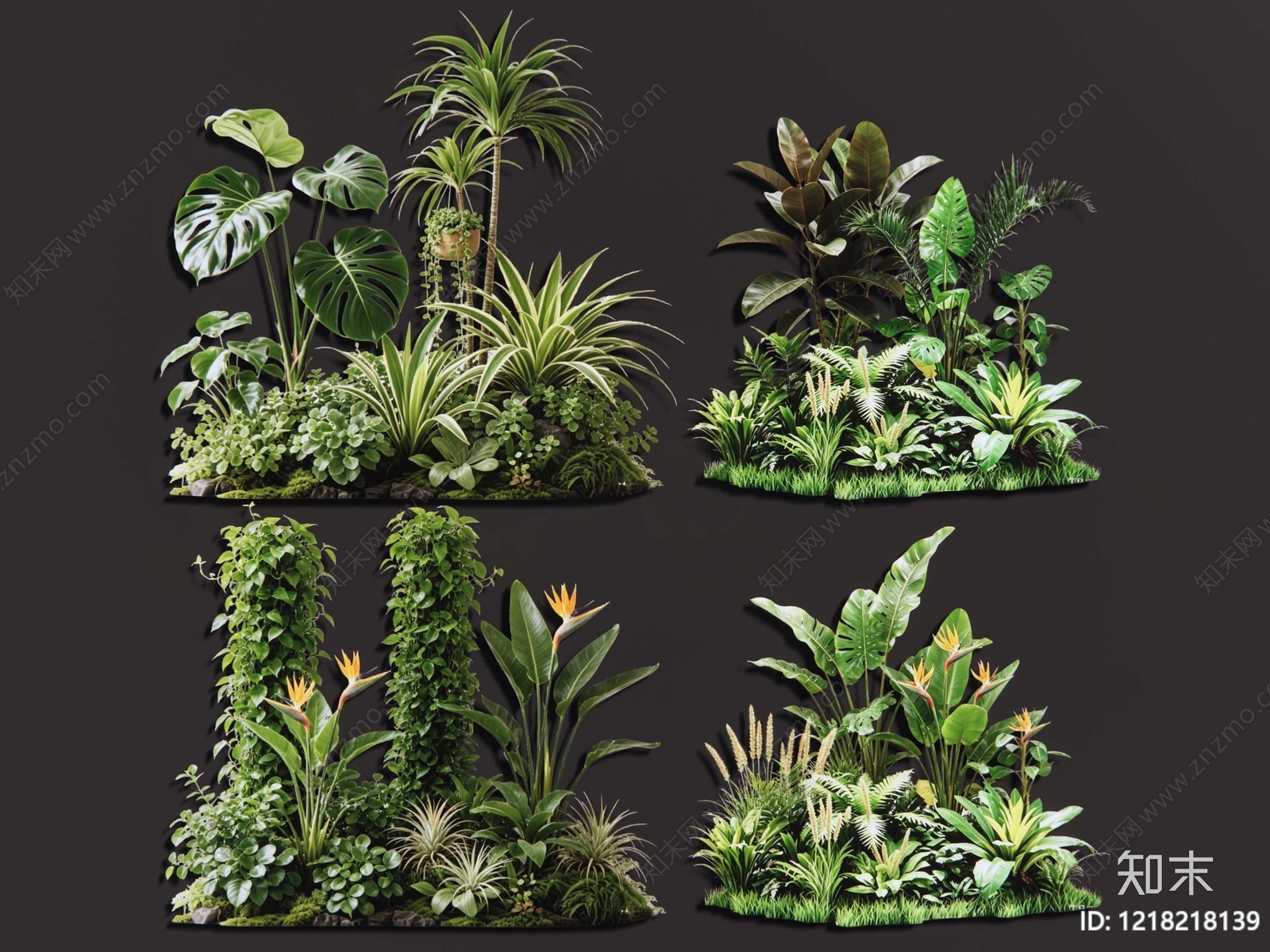 热带植物景观花境SU模型草图