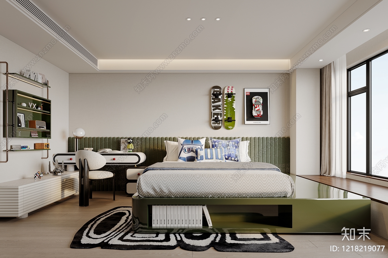 现代简约男孩房3D模型下载【ID:1218219077】