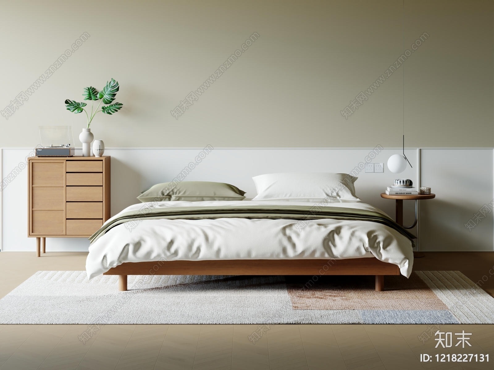 日式双人床SU模型下载【ID:1218227131】