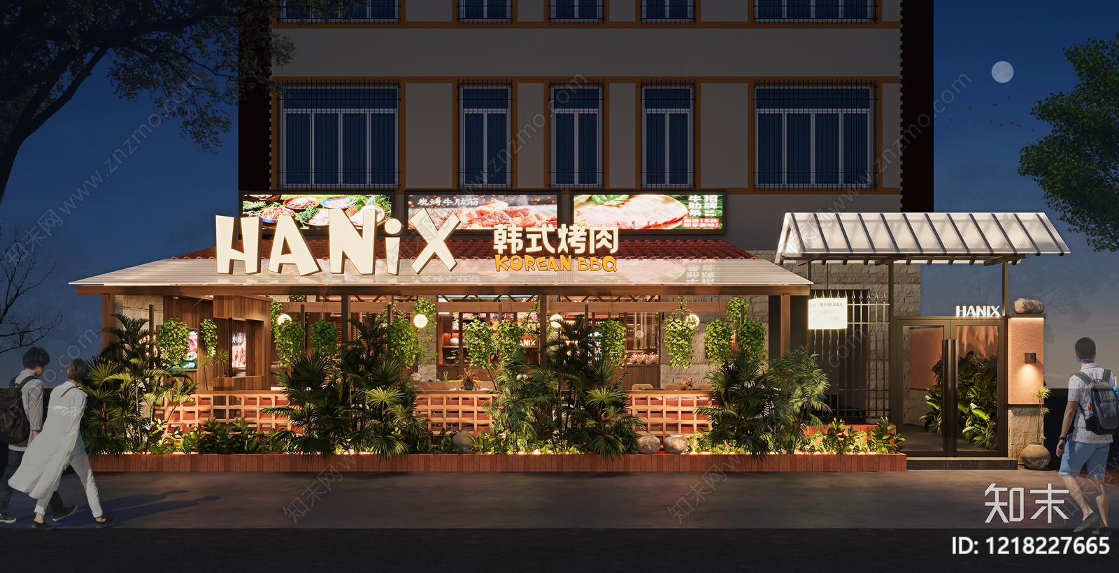 复古烤肉店3D模型渲染效果图