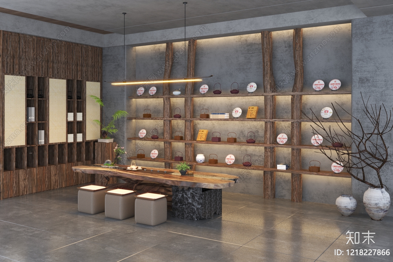 新中式茶叶店3D模型下载【ID:1218227866】