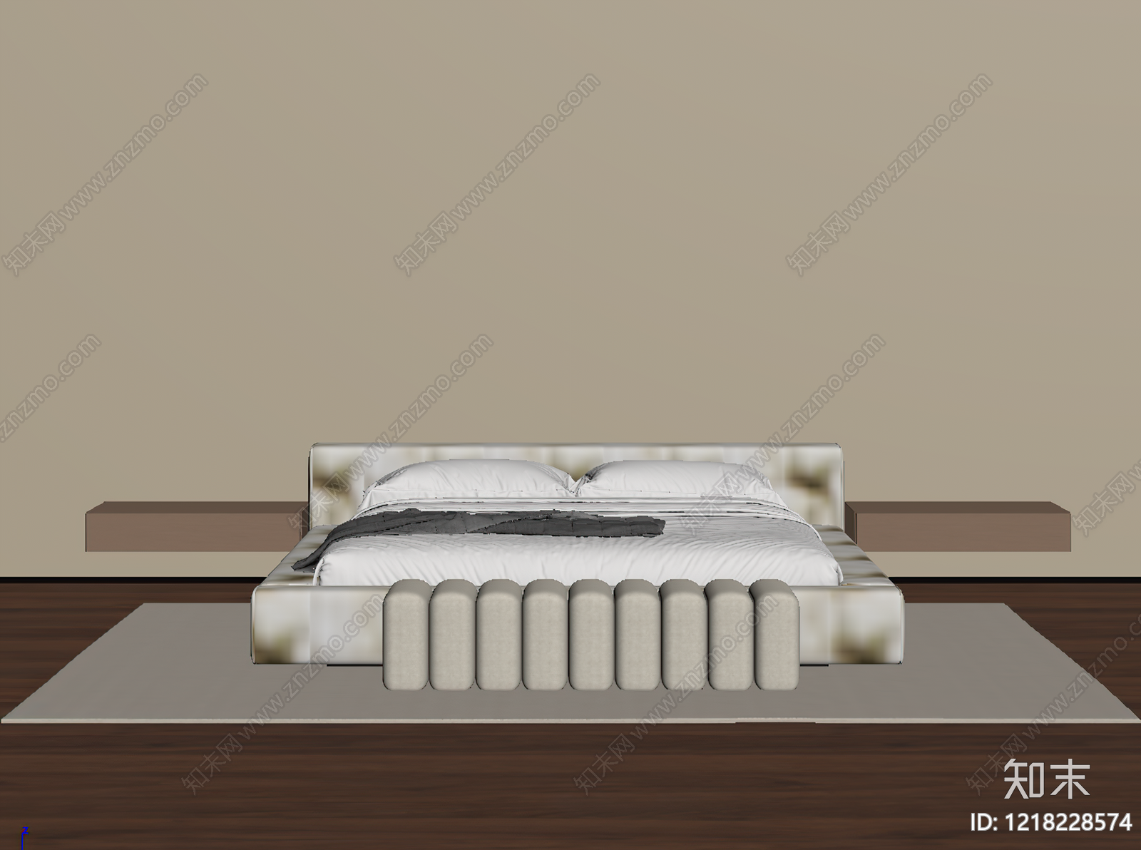 极简双人床SU模型下载【ID:1218228574】
