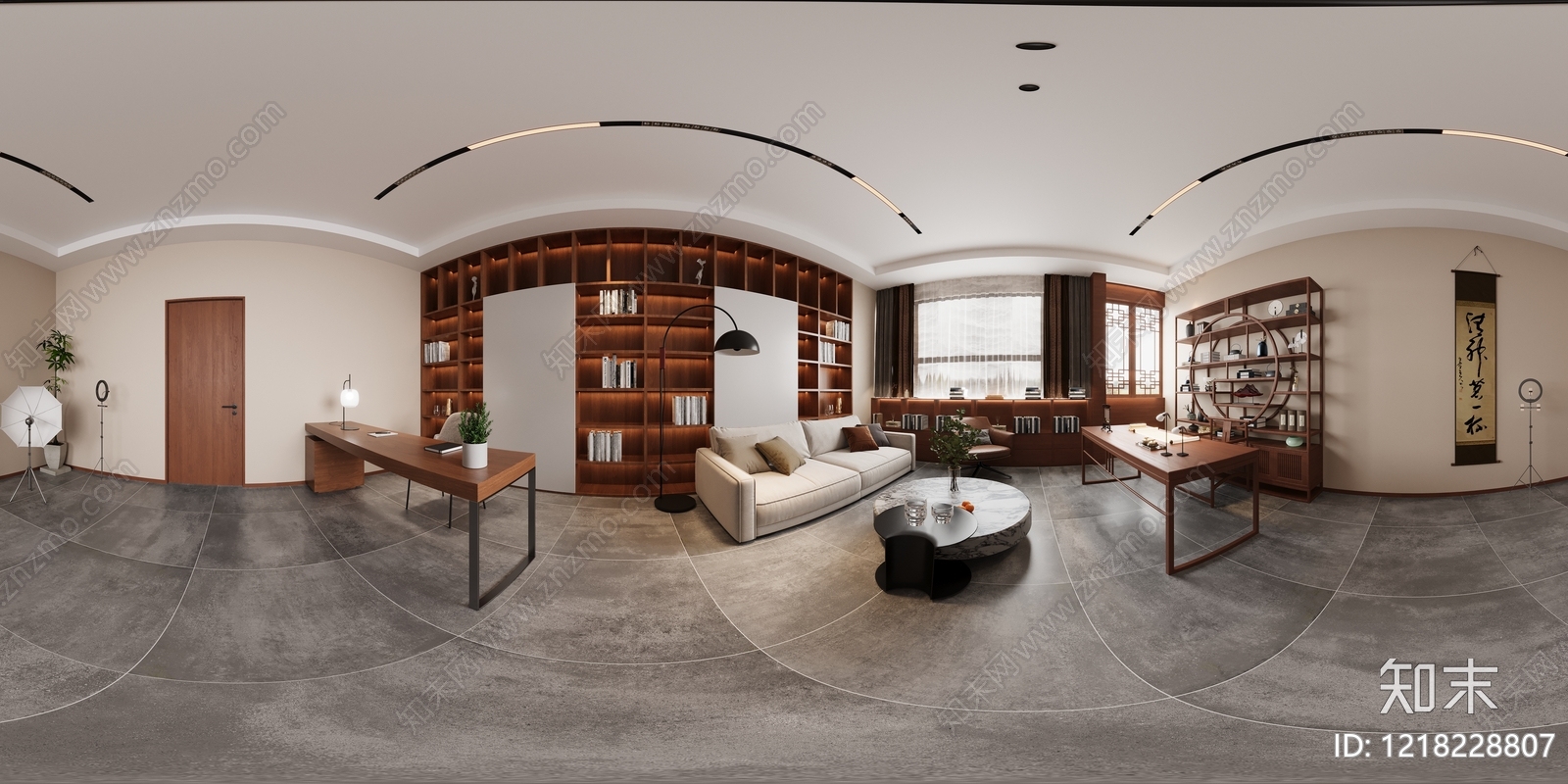 新中式董事长办公室3D模型下载【ID:1218228807】