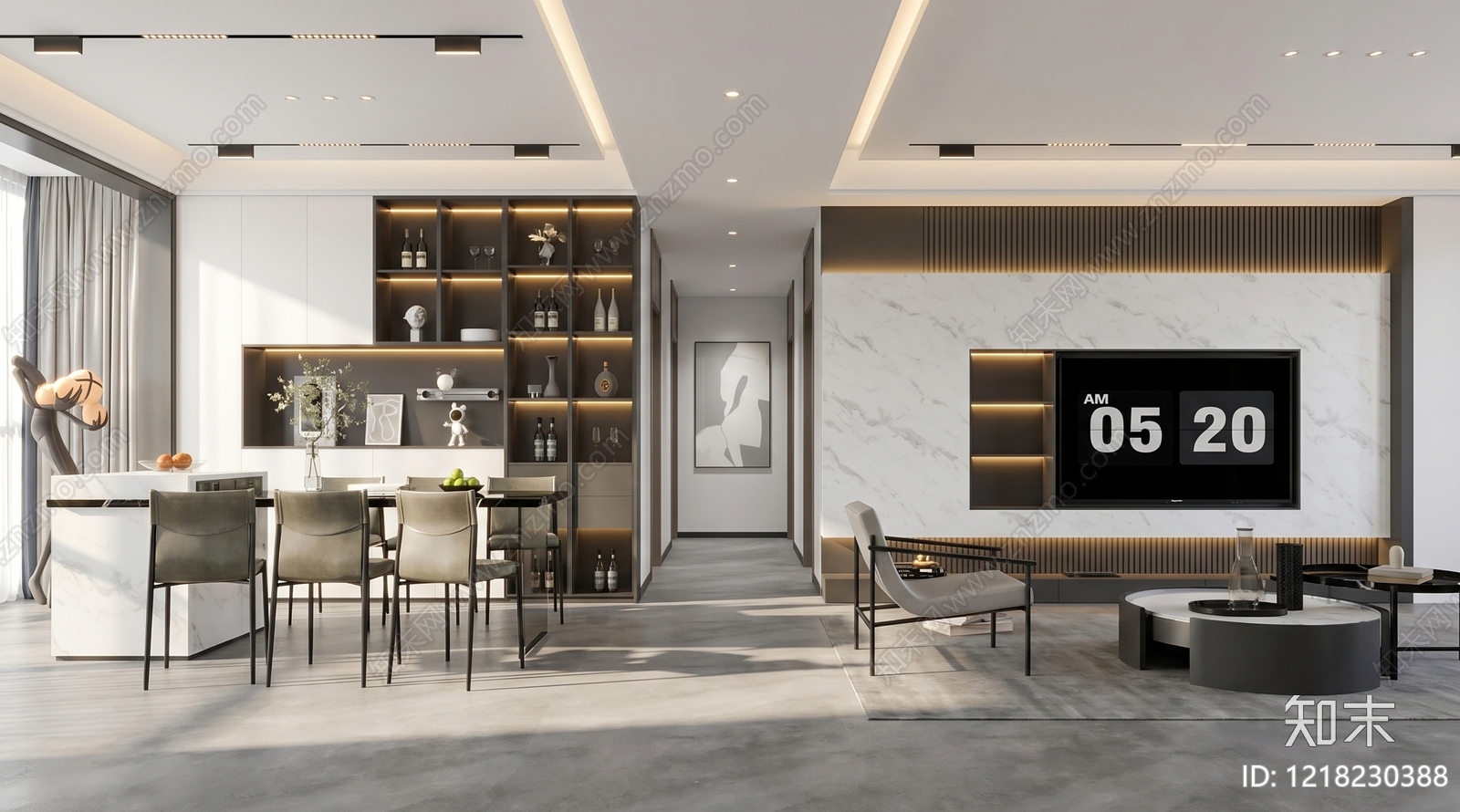 现代简约客餐厅3D模型下载【ID:1218230388】