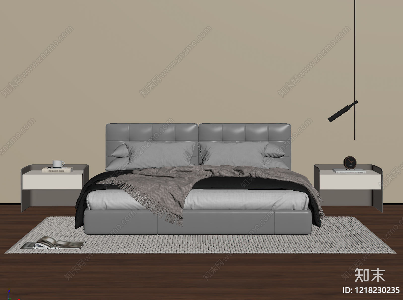 现代简约双人床SU模型下载【ID:1218230235】