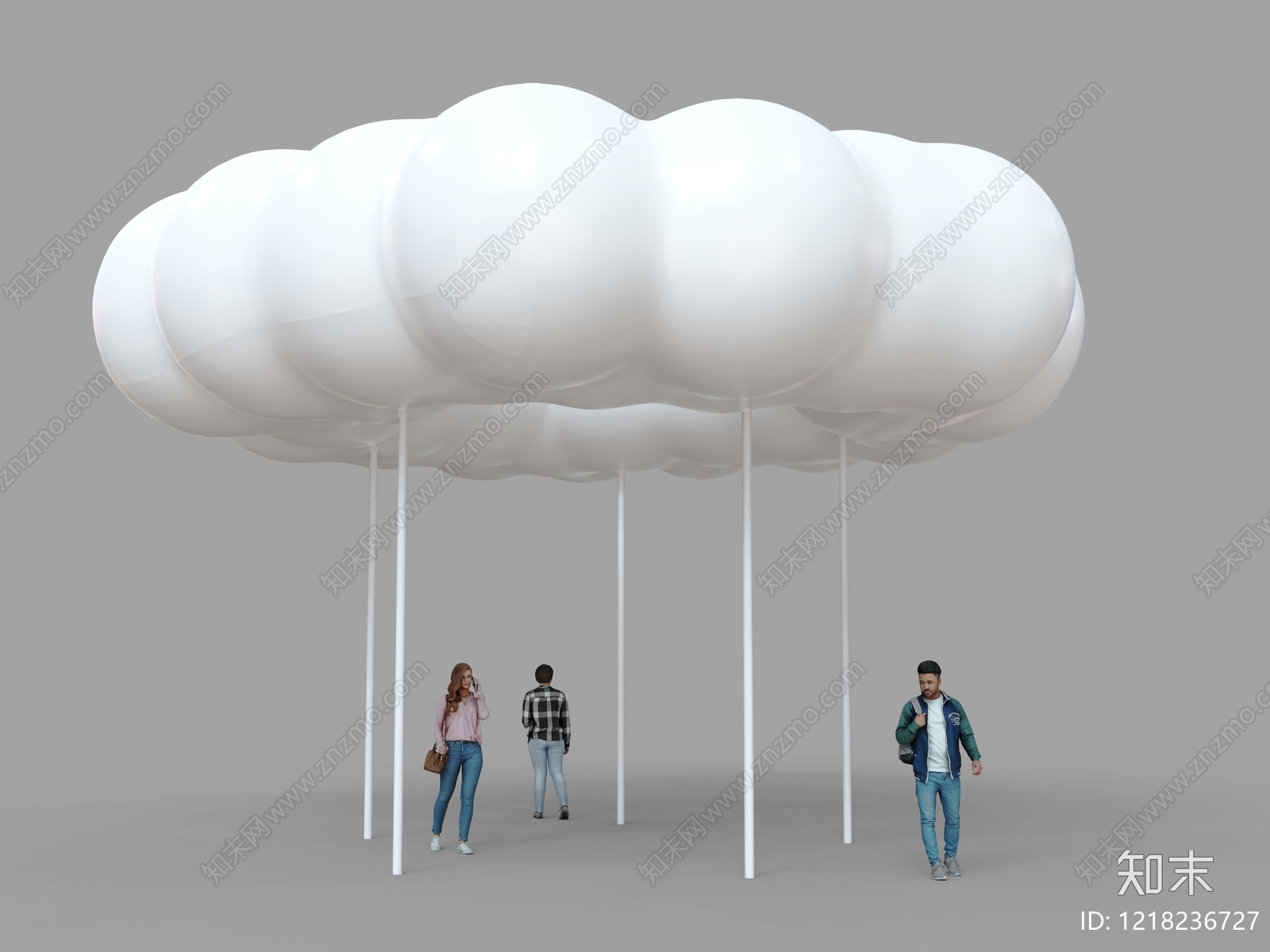极简主义城市广场装置3D模型渲染效果图