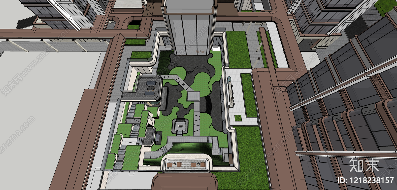 现代主义售楼处建筑SU模型下载【ID:1218238157】