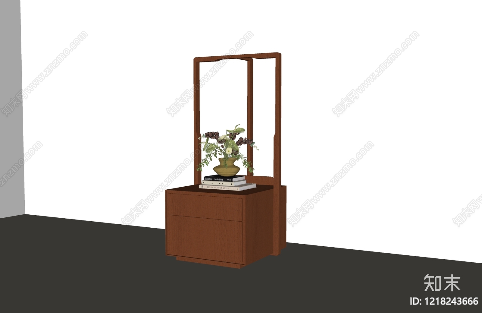 新中式床头柜SU模型下载【ID:1218243666】