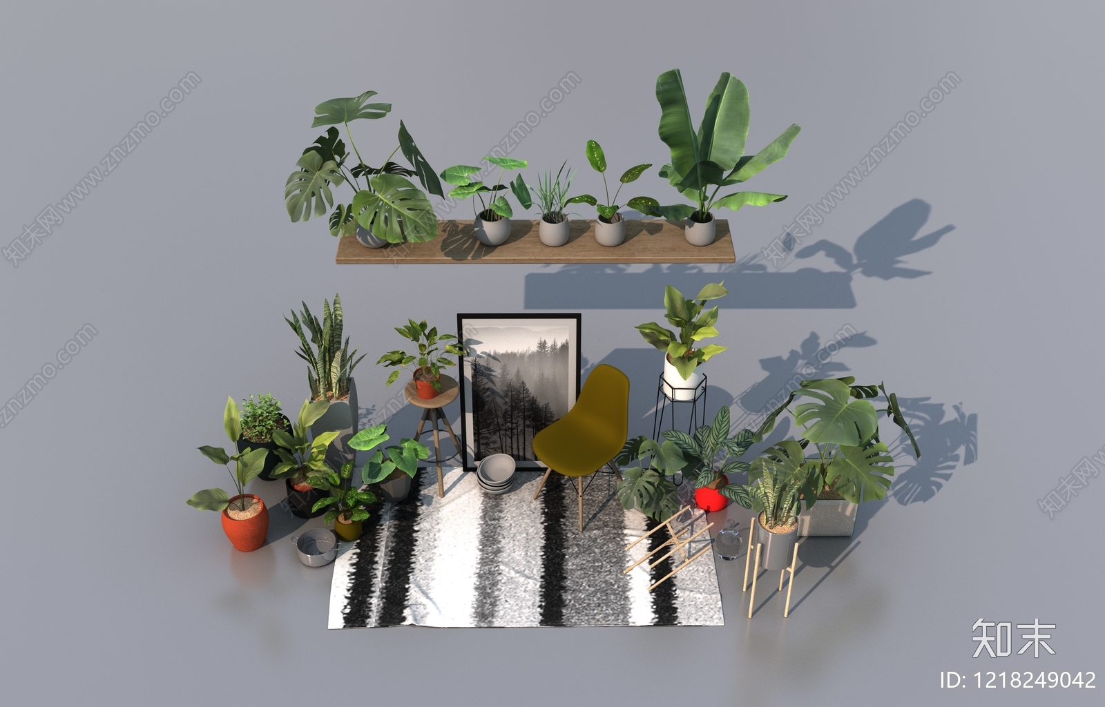 北欧盆栽3D模型下载【ID:1218249042】