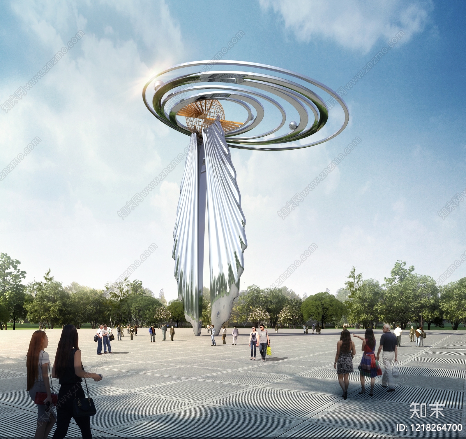 现代主义景观雕塑3D模型下载【ID:1218264700】