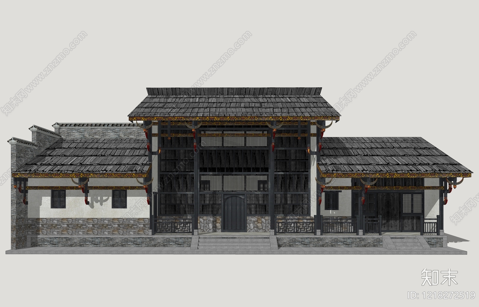 新中式乡村民房SU模型下载【ID:1218272519】