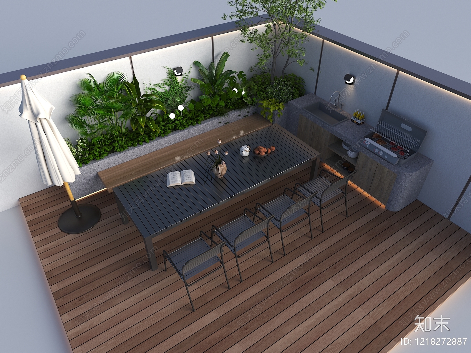 现代简约屋顶花园3D模型渲染效果图