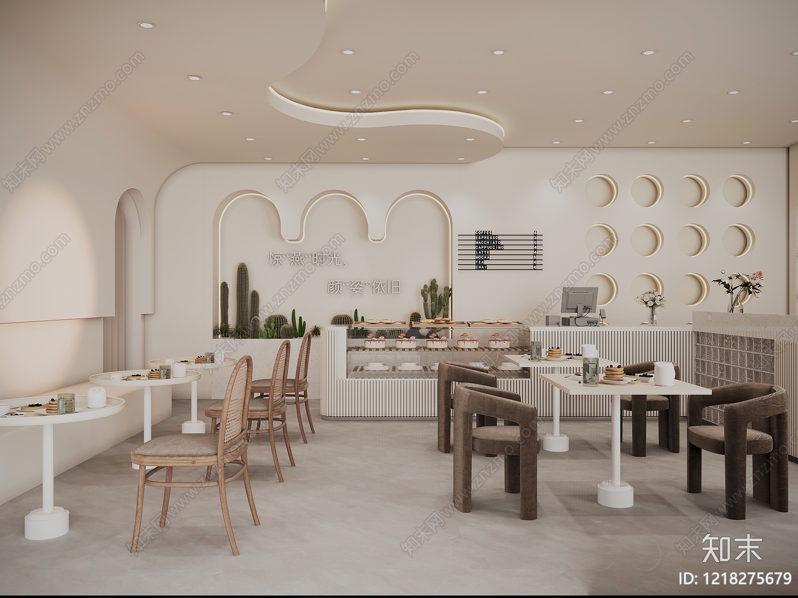 奶油风甜品面包店3D模型下载【ID:1218275679】