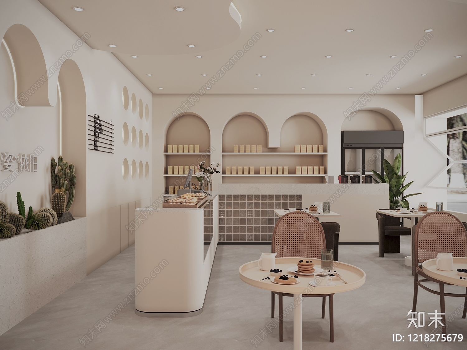 奶油风甜品面包店3D模型下载【ID:1218275679】