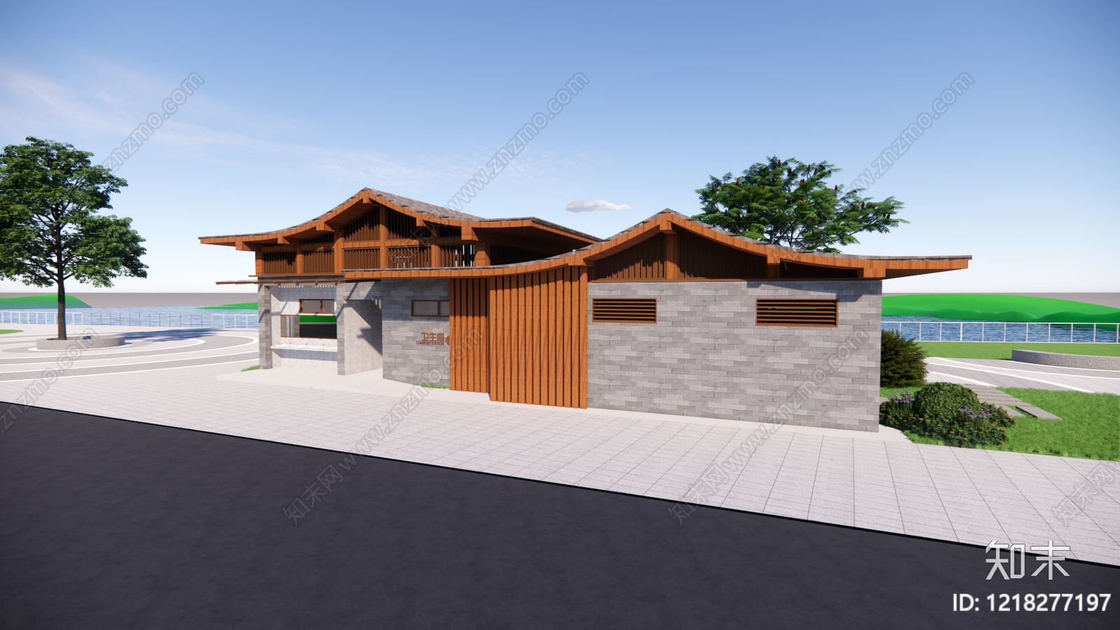 新中式小公建SU模型下载【ID:1218277197】